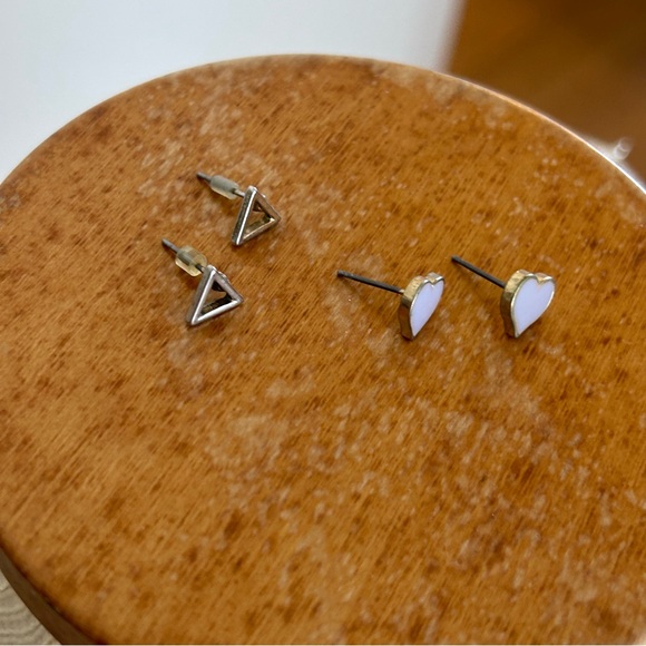 Heart and Triangle Stud Earring Set - Picture 5 of 12